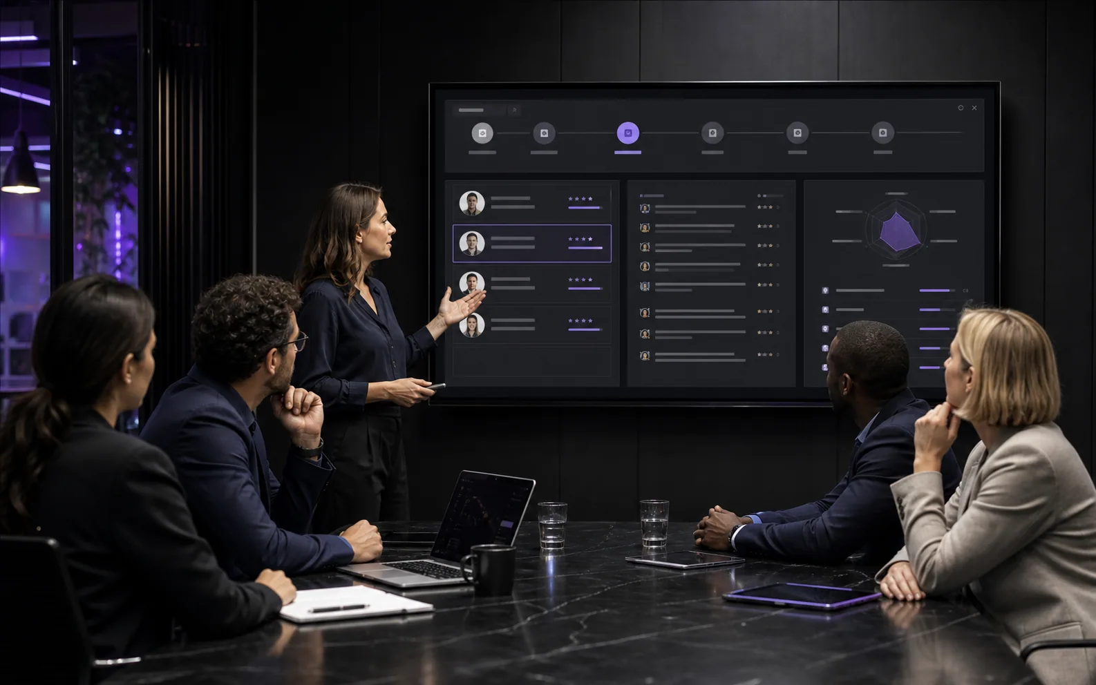A hiring team using an explainable AI recruitment workflow with human review