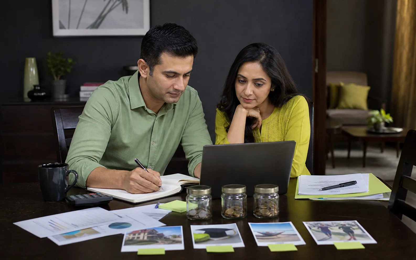 A household building a practical financial plan from expenses, goals and protection needs