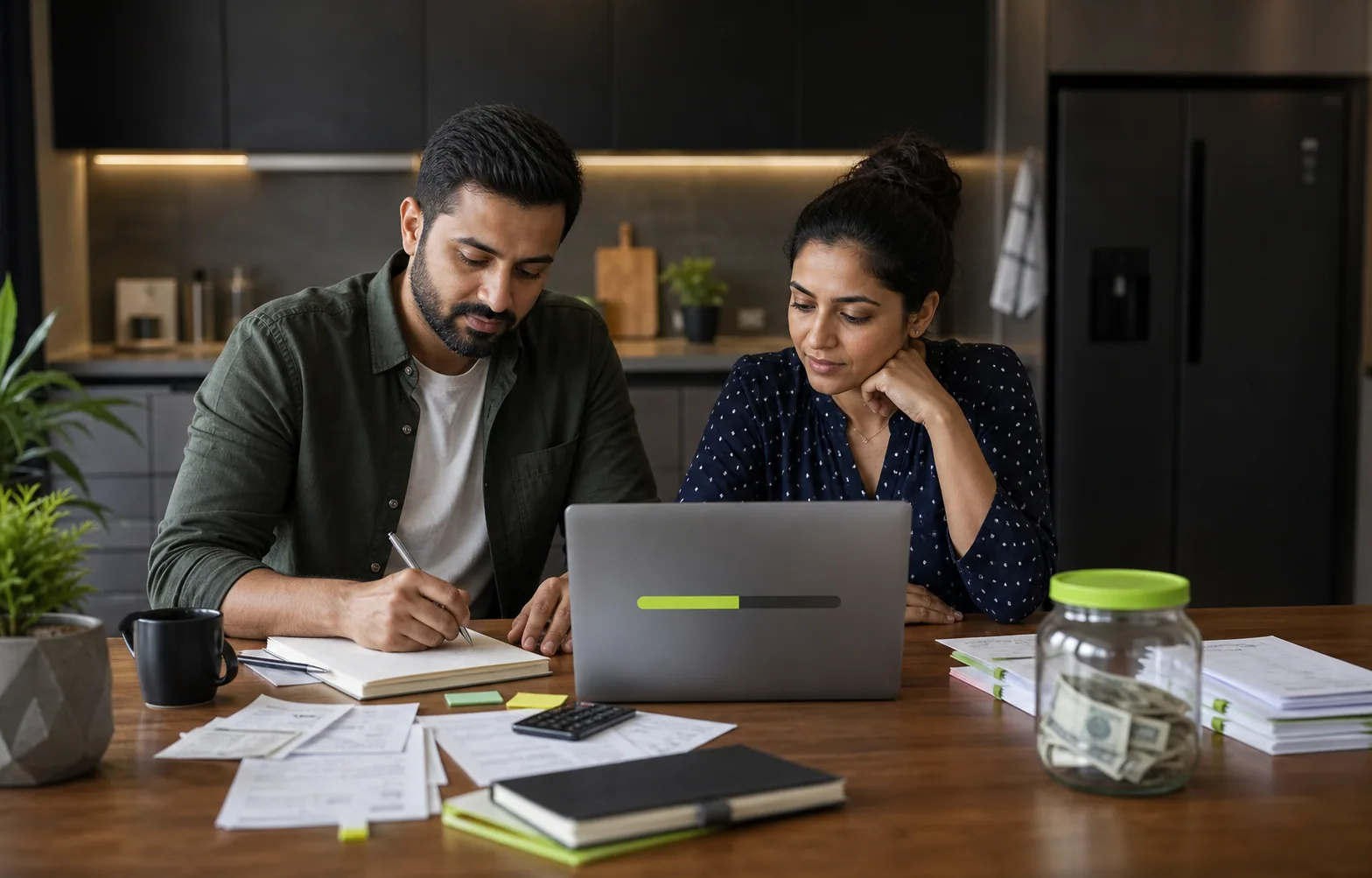 A household setting aside a financial safety reserve for essential expenses