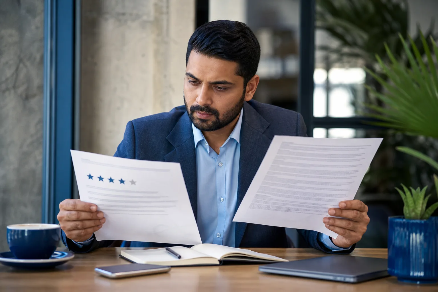 Comparing reviews with written terms
